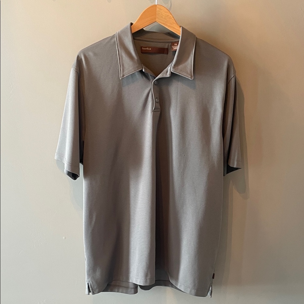 Perry Ellis Men’s Grey ribbed Polo Shirt‎ Size XXL